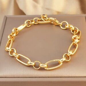 8" Womens 14K Gold Chain Link Style Bracelet NEW 8 inch 14 Karat Silver Jewelry